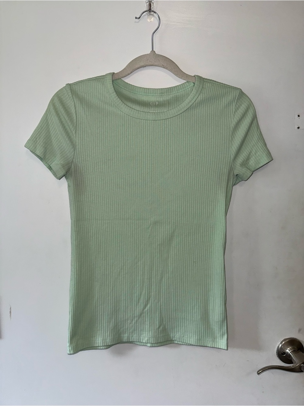 GAP Women's Ribbed Short Sleeve Tee in Light Mint Size S